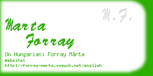 marta forray business card